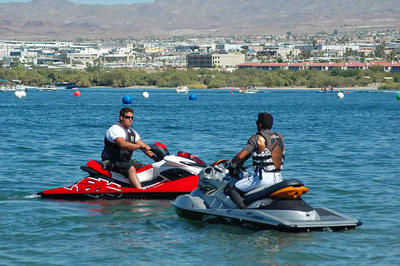 The Sea-Doo RXP-X along side its predecessor, the RXP.