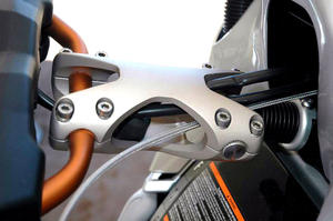 The billet aluminum steering stem is a beauty.