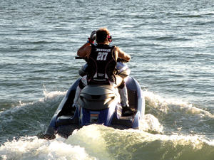 World champion Nicolas Rius takes the FZR out for a spin on Lake Havasu.