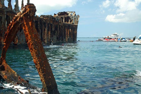 An enormous shipwreck provided ample photo ops.