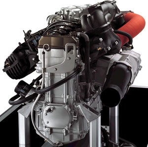 Kawasaki uses a supercharger to get a whopping 300 horsepower out of its Jet Ski Ultra 300X. 