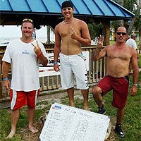 Riva Hot Lap Challenge winners Jason Ward, Nick Ziegler and Leo Demarco.